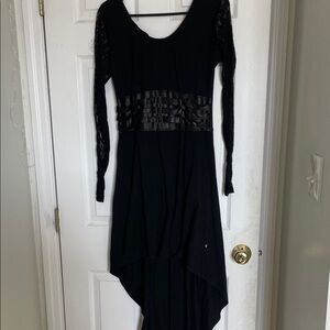 Royal Bones Black High-Low Dress with Lace Sleeves